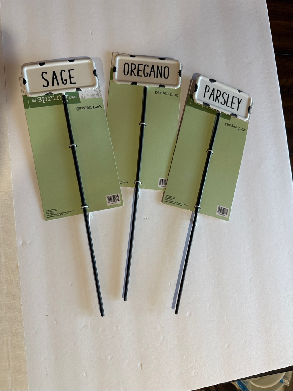 Herb Garden Picks - Sage, Oregano, Parsley - White & Black Labels